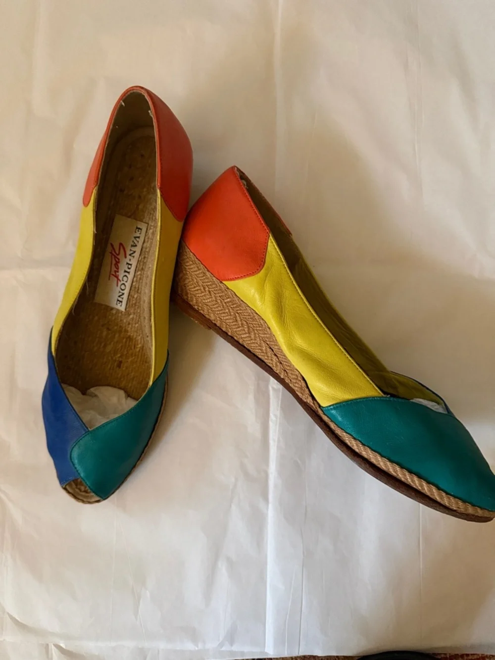 Vintage Evan Picone Multicolor Peep-Toe Espadrilles - Picture 3 of 4